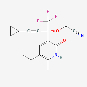 molecular formula C17H17F3N2O2 B12768618 Acetonitrile, ((3-cyclopropyl-1-(5-ethyl-1,2-dihydro-6-methyl-2-oxo-3-pyridinyl)-1-(trifluoromethyl)-2-propynyl)oxy)- CAS No. 335665-90-2