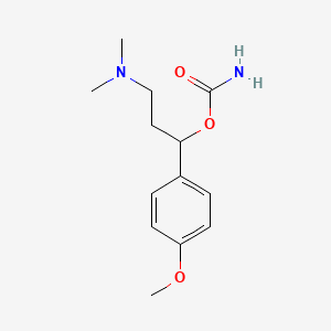 molecular formula C13H20N2O3 B12768624 alpha-(2-(Dimethylamino)ethyl)-p-methoxybenzyl alcohol carbamate (ester) CAS No. 88384-36-5