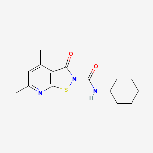 molecular formula C15H19N3O2S B12768685 Isothiazolo(5,4-b)pyridine-2-carboxamide, 2,3-dihydro-N-cyclohexyl-4,6-dimethyl-3-oxo- CAS No. 97248-92-5