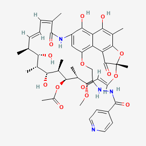 molecular formula C45H54N4O14 B12768707 Rifamycin B, 2-(4-pyridylcarbonyl)hydrazide CAS No. 106480-47-1