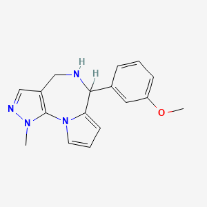 molecular formula C17H18N4O B12768729 5,6-Dihydro-6-(3-methoxyphenyl)-1-methyl-1H,4H-pyrazolo(4,3-f)pyrrolo(1,2-a)(1,4)diazepine CAS No. 156032-65-4