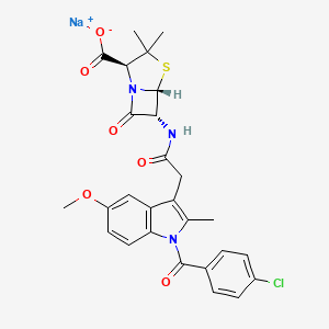 molecular formula C27H25ClN3NaO6S B12768897 Indocillin sodium CAS No. 196309-78-1