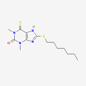 molecular formula C14H22N4OS2 B12768898 6-Thio-8-(N-heptylthio)theophylline CAS No. 4791-39-3