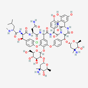 molecular formula C74H92ClN11O25 B12768937 Eremomycin, 26-methylamino carbonyl- CAS No. 174421-39-7