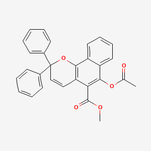 molecular formula C29H22O5 B12769020 Diphenyl carbomethoxy acetoxy naphthopyran CAS No. 169682-22-8