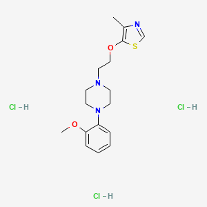 molecular formula C17H26Cl3N3O2S B12769107 Piperazine, 1-(2-methoxyphenyl)-4-(2-((4-methyl-5-thiazolyl)oxy)ethyl)-, trihydrochloride CAS No. 136996-66-2