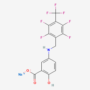 molecular formula C15H7F7NNaO3 B12769108 Nelonemdaz sodium CAS No. 916214-58-9