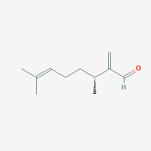 molecular formula C11H18O B12769220 3,7-Dimethyl-2-methylene-6-octenal, (R)- CAS No. 120093-49-4