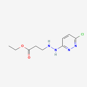 molecular formula C9H13ClN4O2 B12769238 Propanoic acid, 3-(2-(6-chloro-3-pyridazinyl)hydrazino)-, ethyl ester CAS No. 90932-01-7