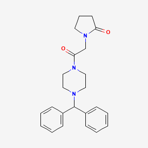 molecular formula C23H27N3O2 B12769304 Piperazine, 1-(diphenylmethyl)-4-((2-oxo-1-pyrrolidinyl)acetyl)- CAS No. 109757-86-0