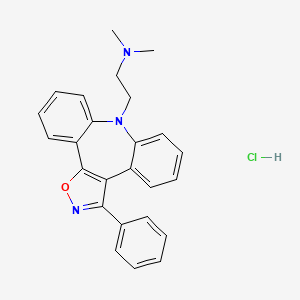 molecular formula C25H24ClN3O B12769332 8H-Dibenz(b,f)isoxazolo(4,5-d)azepine-8-ethanamine, N,N-dimethyl-3-phenyl-, monohydrochloride CAS No. 85008-92-0
