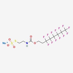 molecular formula C11H9F13NNaO5S2 B12769367 Carbamic acid, [2-(sulfothio)ethyl]-, C-(3,3,4,4,5,5,6,6,7,7,8,8,8-tridecafluorooctyl) ester, monosodium salt CAS No. 82199-07-3