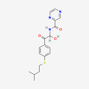 molecular formula C18H21N3O3S B12769507 N-(1-Hydroxy-2-(4-((3-methylbutyl)thio)phenyl)-2-oxoethyl)pyrazinecarboxamide CAS No. 53140-58-2