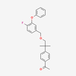 molecular formula C25H25FO3 B12769513 Ethanone, 1-(4-(1,1-dimethyl-2-((4-fluoro-3-phenoxyphenyl)methoxy)ethyl)phenyl)- CAS No. 83493-24-7