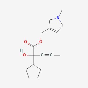molecular formula C16H23NO3 B12769542 3-Pentynoic acid, 2-cyclopentyl-2-hydroxy-, (1-methyl-3-pyrrolin-3-yl)methyl ester CAS No. 93101-61-2
