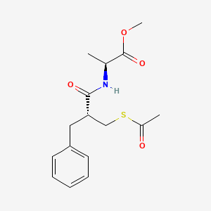 molecular formula C16H21NO4S B12769558 L-Alanine, N-(2-((acetylthio)methyl)-1-oxo-3-phenylpropyl)-, methyl ester, (R)- CAS No. 124815-63-0