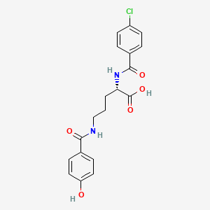 molecular formula C19H19ClN2O5 B12769657 N(sup 2)-(p-Chlorobenzoyl)-N(sup 5)-(p-hydroxybenzoyl)ornithine CAS No. 56396-41-9