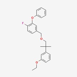 molecular formula C25H27FO3 B12769740 Benzene, 4-((2-(4-ethoxyphenyl)-2-methylpropoxy)methyl)-1-fluoro-2-phenoxy- CAS No. 83493-41-8