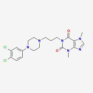 molecular formula C20H24Cl2N6O2 B12769759 Theobromine, 1-(3-(4-(3,4-dichlorophenyl)-1-piperazinyl)propyl)- CAS No. 81995-79-1