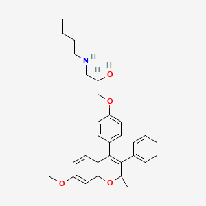 molecular formula C31H37NO4 B12769786 1-(Butylamino)-3-(4-(2,2-dimethyl-7-methoxy-3-phenyl-2H-1-benzopyran-4-yl)phenoxy)-2-propanol CAS No. 109736-11-0