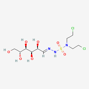 molecular formula C10H21Cl2N3O7S B12769801 Glucose, 1-((N,N-bis-(2-chloroethyl)sulfamoyl)hydrazone) CAS No. 95444-95-4