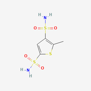 molecular formula C5H8N2O4S3 B12769894 2,4-Thiophenedisulfonamide, 5-methyl- CAS No. 89181-71-5
