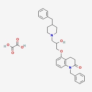 molecular formula C33H38N2O7 B12769990 1-Benzyl-5-(2-hydroxy-(4-benzyl-1-piperidyl)propoxy)-3,4-dihydrocarbostyril monooxalate CAS No. 78483-90-6
