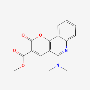 molecular formula C16H14N2O4 B12770004 2H-Pyrano(3,2-c)quinoline-3-carboxylic acid, 5-(dimethylamino)-2-oxo-, methyl ester CAS No. 172753-40-1