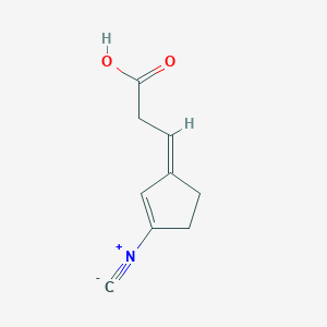 molecular formula C9H9NO2 B12770006 Propanoic acid, 3-(3-isocyano-2-cyclopenten-1-ylidene)-, (Z)- CAS No. 90987-29-4