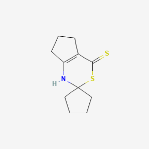 molecular formula C11H15NS2 B12770040 Spiro(cyclopentane-1,2'(4'H)-cyclopenta(d)(1,3)thiazine)-4'-thione, 1',5',6',7'-tetrahydro- CAS No. 18521-94-3