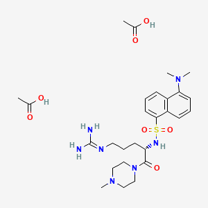 molecular formula C27H43N7O7S B12770050 Dansyl-arginine-methylpiperidine amide CAS No. 55381-97-0
