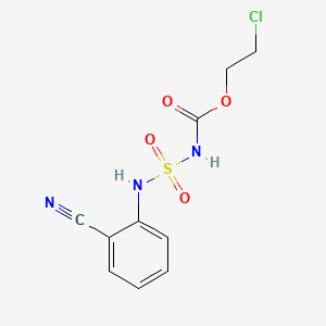 molecular formula C10H10ClN3O4S B12770053 Carbamic acid, (((2-cyanophenyl)amino)sulfonyl)-, 2-chloroethyl ester CAS No. 116943-52-3