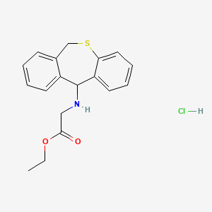 molecular formula C18H20ClNO2S B12770084 Ethyl 2-(6,11-dihydrodibenzo(b,e)thiepin-11-ylamino)acetate hydrochloride CAS No. 117125-53-8