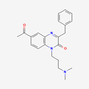 molecular formula C22H25N3O2 B12770088 2(1H)-Quinoxalinone, 6-acetyl-3-benzyl-1-(3-(dimethylamino)propyl)- CAS No. 117928-84-4