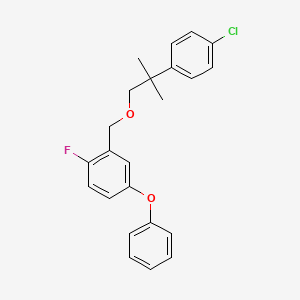 molecular formula C23H22ClFO2 B12770123 Benzene, 2-((2-(4-chlorophenyl)-2-methylpropoxy)methyl)-1-fluoro-4-phenoxy- CAS No. 83493-16-7