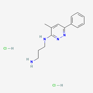 molecular formula C14H20Cl2N4 B12770136 1,3-Propanediamine, N-(4-methyl-6-phenyl-3-pyridazinyl)-, dihydrochloride, hydrate CAS No. 86662-99-9