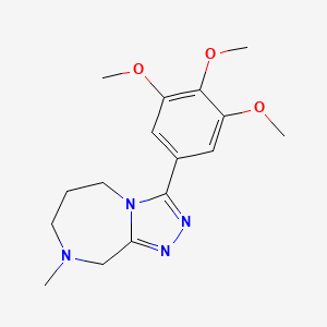 molecular formula C16H22N4O3 B12770164 5H-s-Triazolo(4,3-a)(1,4)diazepine, 6,7,8,9-tetrahydro-8-methyl-3-(3,4,5-trimethoxyphenyl)- CAS No. 124963-19-5