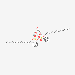 molecular formula C38H64O9S2Ti B12770296 Titanium, bis(dodecylbenzenesulfonato-kappaO)((hydroxy-kappaO)acetato(2-)-kappaO)- CAS No. 63713-74-6