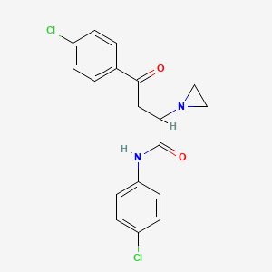 molecular formula C18H16Cl2N2O2 B12770384 alpha-Aziridinyl-beta-(p-chlorobenzoyl)propionic acid p-chloroanilide CAS No. 116356-06-0