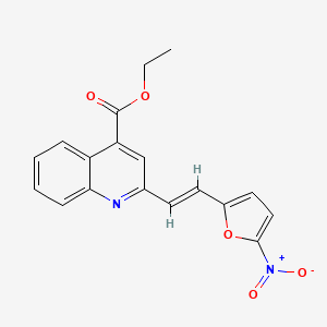molecular formula C18H14N2O5 B12770414 Ethyl 2-(2-(5-nitro-2-furyl)vinyl)cinchoninate CAS No. 13022-20-3