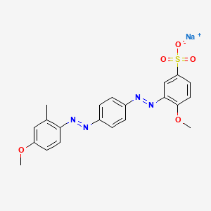 molecular formula C21H19N4NaO5S B12770457 Benzenesulfonic acid, 4-methoxy-3-((4-((4-methoxy-2-methylphenyl)azo)phenyl)azo)-, sodium salt CAS No. 75198-94-6
