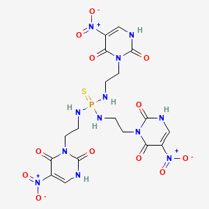 molecular formula C18H21N12O12PS B12770499 Phosphorothioic triamide, N,N',N''-tris(2-(2,6-dioxo-5-nitro-1,2,3,6-tetrahydro-1-pyrimidinyl)ethyl)- CAS No. 84295-07-8