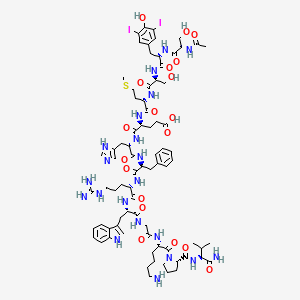molecular formula C77H107I2N21O19S B12770500 Msh, 2-(3,5-diiodo-tyr)alpha- CAS No. 73391-89-6