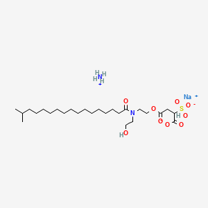 molecular formula C26H51N2NaO9S B12770526 Butanedioic acid, sulfo-, 4-(2-((2-hydroxyethyl)(1-oxoisooctadecyl)amino)ethyl) ester, monoammonium monosodium salt CAS No. 72121-72-3