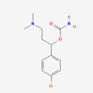 molecular formula C12H17BrN2O2 B12770580 p-Bromo-alpha-(2-(dimethylamino)ethyl)benzyl alcohol carbamate (ester) CAS No. 88384-34-3