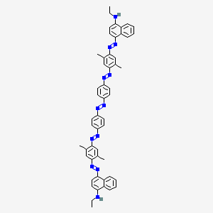 molecular formula C52H48N12 B12770597 1-Naphthalenamine, 4,4'-(azobis(4,1-phenyleneazo(2,5-dimethyl-4,1-phenylene)azo))bis(N-ethyl- CAS No. 69432-35-5