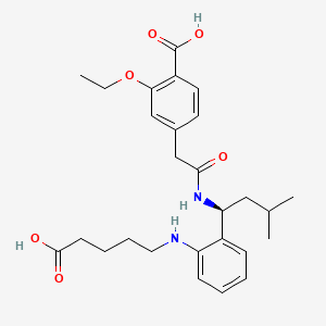 molecular formula C27H36N2O6 B12770618 2-Despiperidinyl-2-(4-carboxybutyl)amino)repaglinide CAS No. 1363721-68-9
