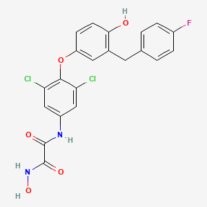 molecular formula C21H15Cl2FN2O5 B12770627 N1-(3,5-Dichloro-4-(3-(4-fluorobenzyl)-4-hydroxyphenoxy)phenyl)-N2-oxalyl hydroxylamine CAS No. 1639993-01-3