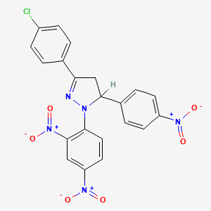 molecular formula C21H14ClN5O6 B12770734 3-(4-Chlorophenyl)-1-(2,4-dinitrophenyl)-5-(4-nitrophenyl)-2-pyrazoline CAS No. 109333-40-6