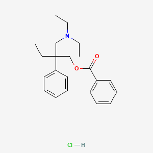 molecular formula C22H30ClNO2 B12770742 beta-(Diethylaminomethyl)-beta-ethyl-phenethyl alcohol benzoate hydrochloride CAS No. 102586-20-9